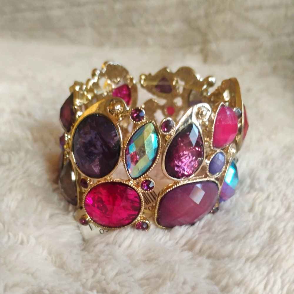 Multicolor Gemstone Statement Bracelet - image 1